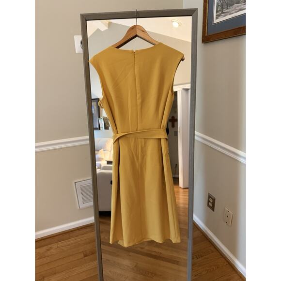 Kasper Women's Yellow (Butterscotch) Cap-Sleeve Seamed Belted Dress Size 8 - Picture 7 of 7